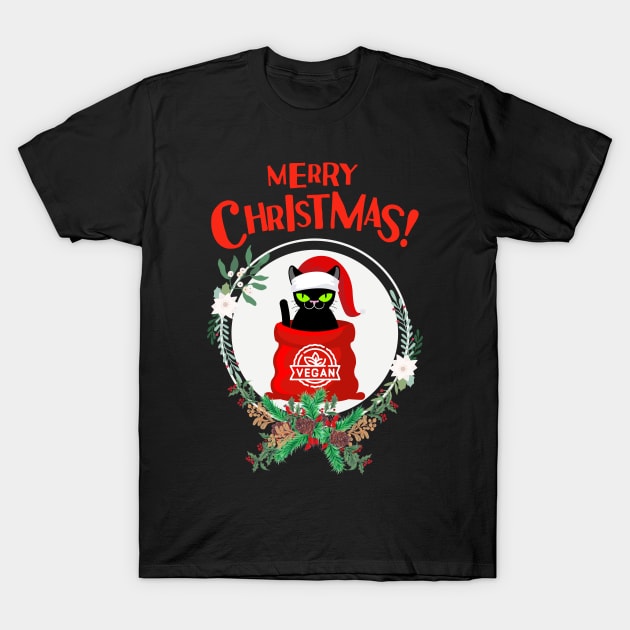 Christmas Cat Vegan T-Shirt by Shadowbyte91